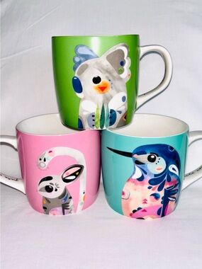 Maxwell & Williams Australia 3 Mugs Pete Cromer Koala Sugar Glider Kingfisher
